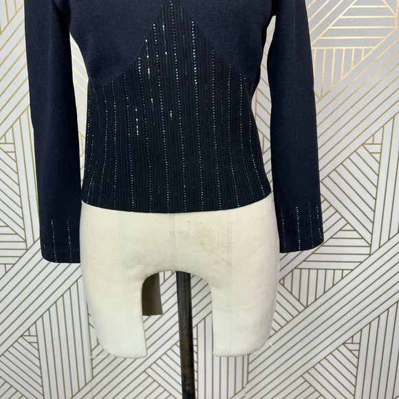St. John Evening Sequin Black Santana Knit V-Neck Sweater Size‎ US 2 - Picture 5 of 12